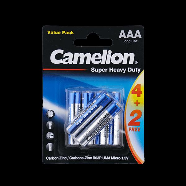 CAMELION AAA Super Heavy Duty Carbon Zinc Battery 1.5V, Pack of 4+2