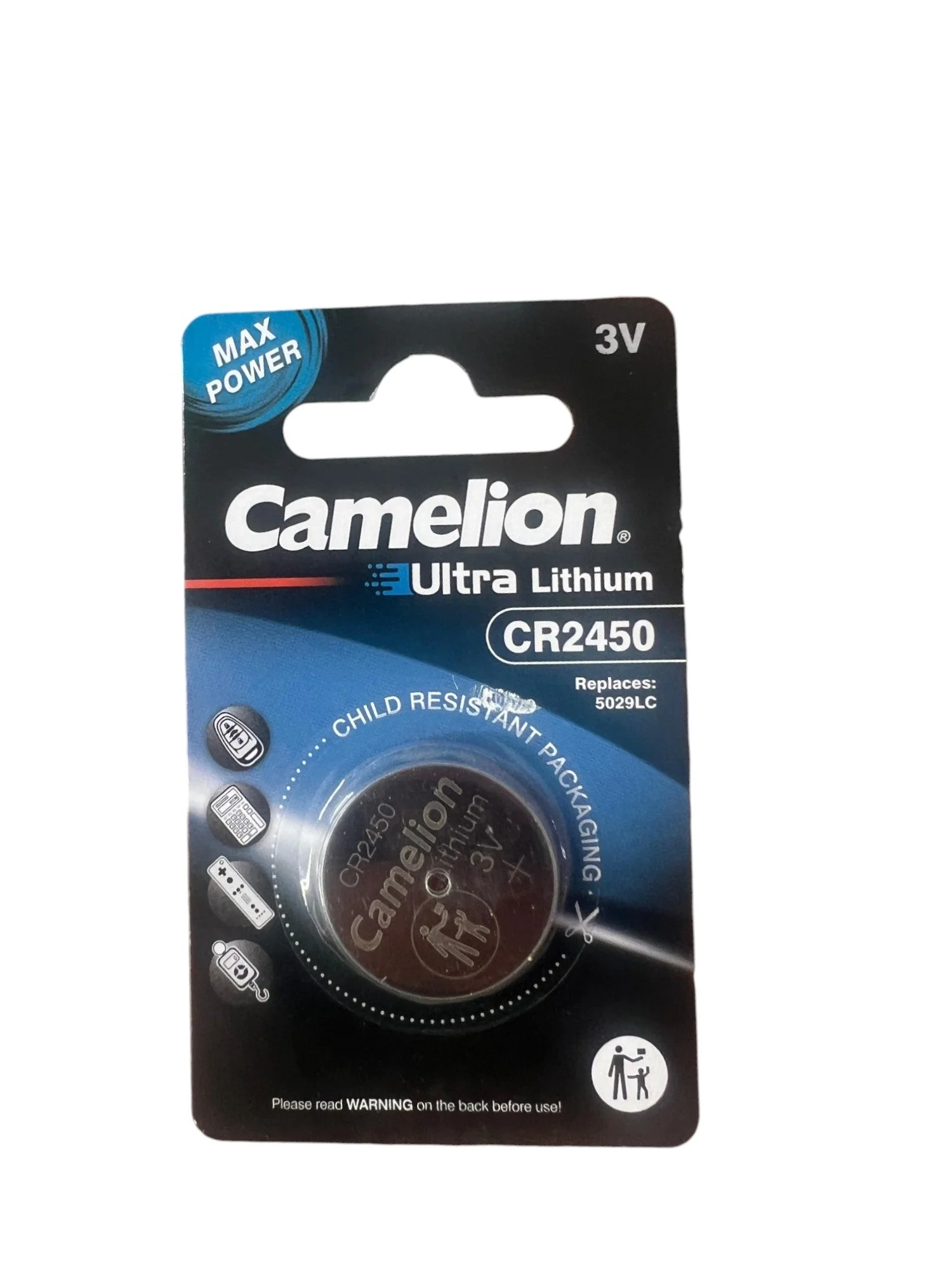 CAMELION CR2450 3V Lithium Coin Cell Battery, 1pc