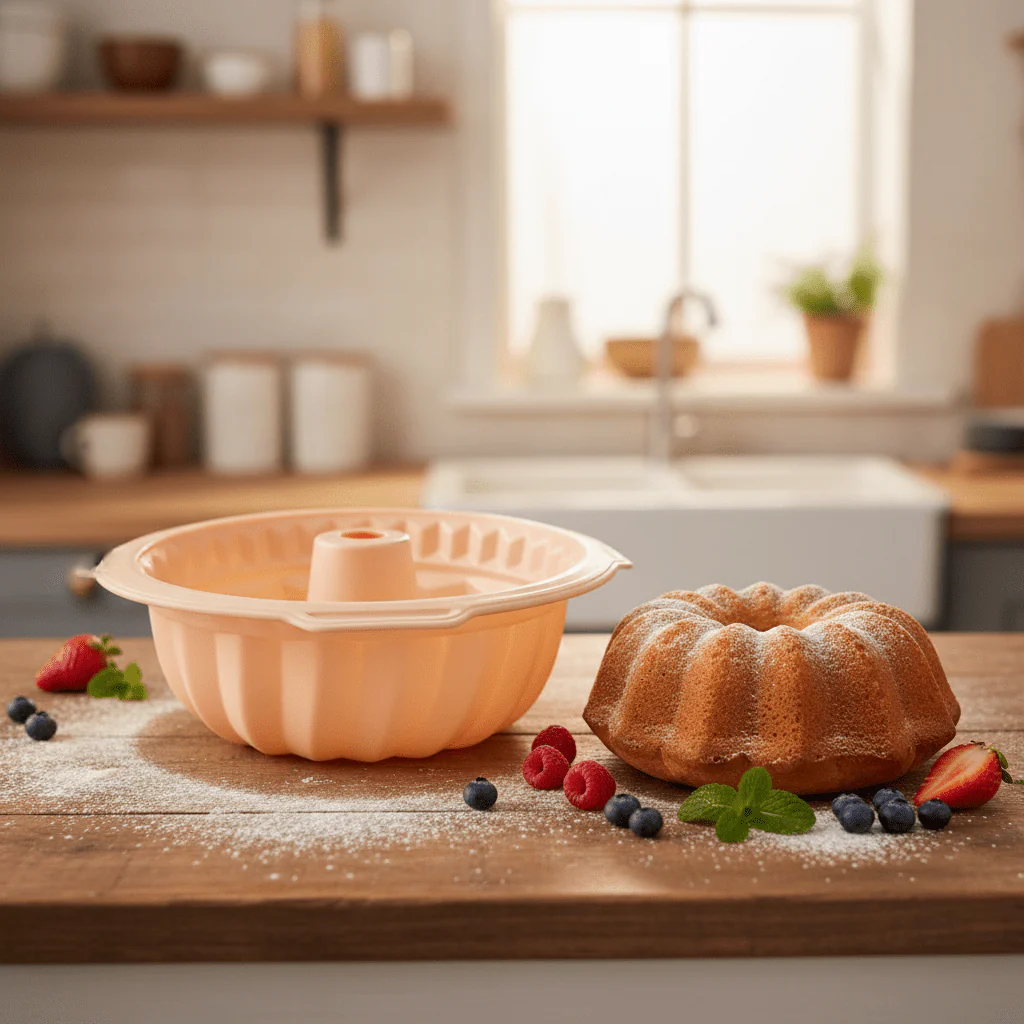 Casasunco Peach Silicone Muffin & Cupcake Baking Tray Flexible Non-Stick Mould 23cm - Image 2
