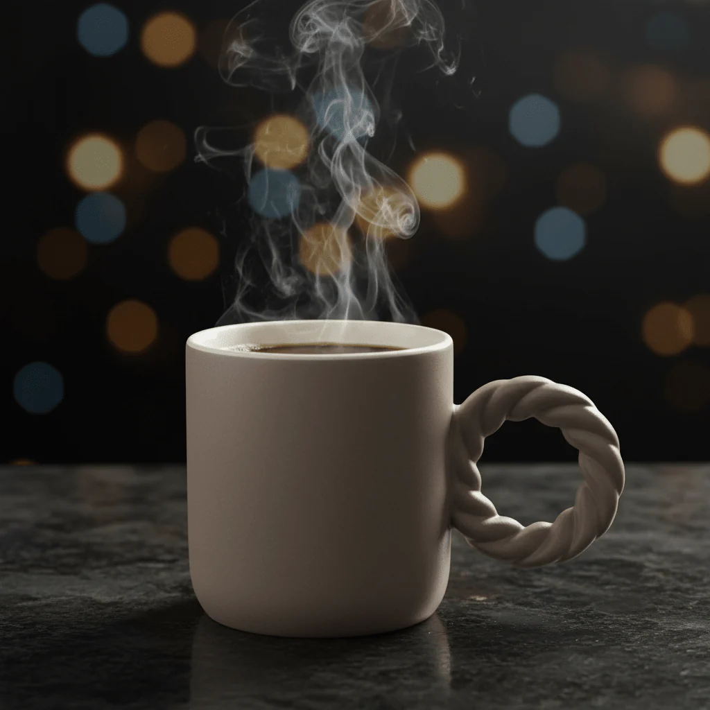 Ceramic Mug with Elegant Twisted Rope Handle | 300ml | Beige,Cream | - Image 3
