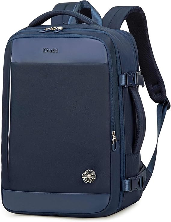 Chantria Premium Backpack 26.5cm*10cm*37cm for Woman, 100% Polyester Lining, Water Resistant Multifunctional Backpack with Built in USB port and Headphone Jack, Blue- CB00606