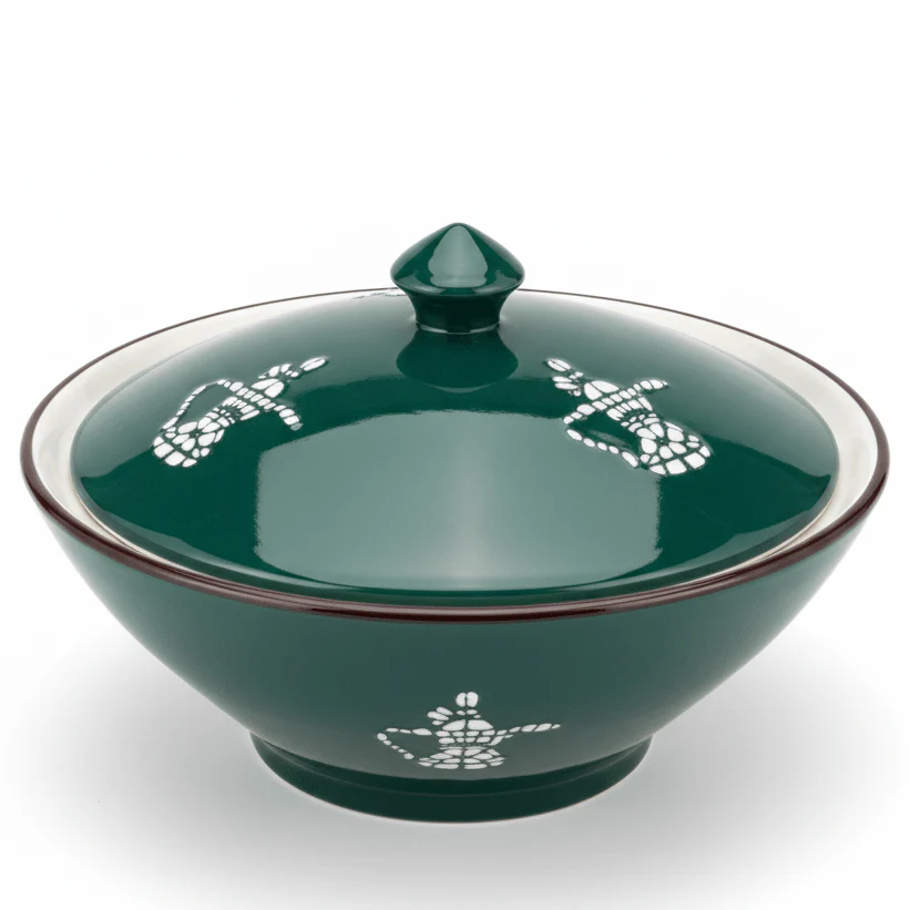 Christian Verucci 10 Inch Elegant Green Ceramic Halwa Dessert Bowl with Lid – Stylish Serving Dish for Traditional Halwa, Desserts and Sweets