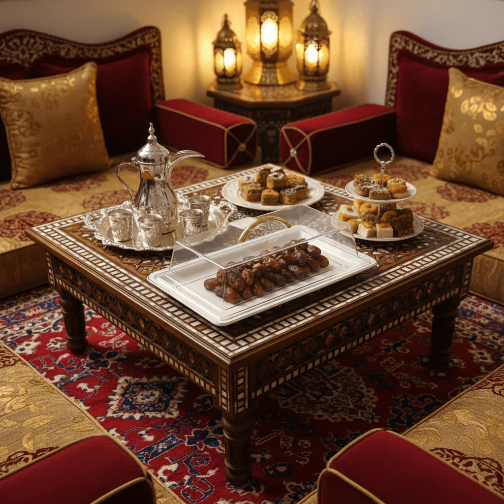 Christian Verucci Rectangle Off-White Ceramic Flat Plate with Clear Acrylic Cover & Gold Handle – 15 Inch | Elegant Serving Platter for Majlis, Dining & Gifting - Image 3
