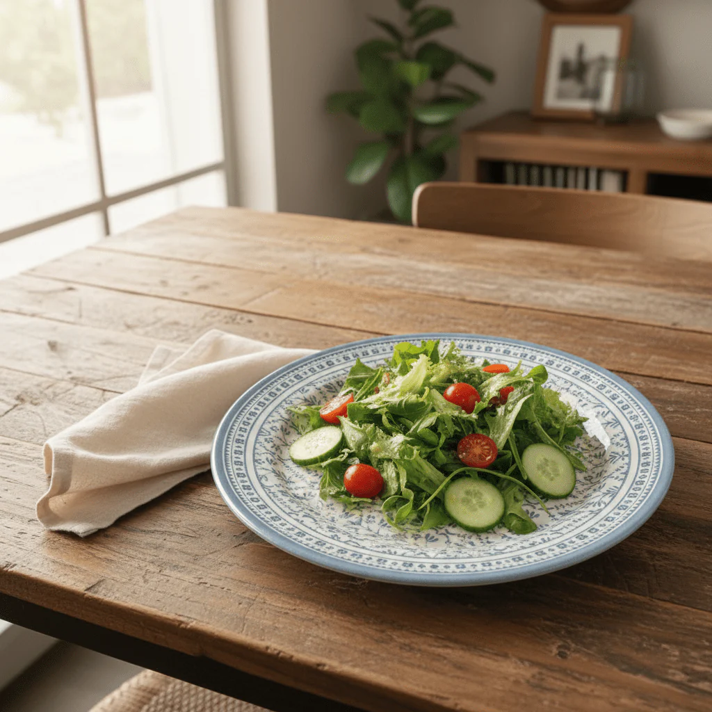 Claytan White Round Ceramic Salad Plate with Light Blue Floral Design - 8.2 Inch - Image 2
