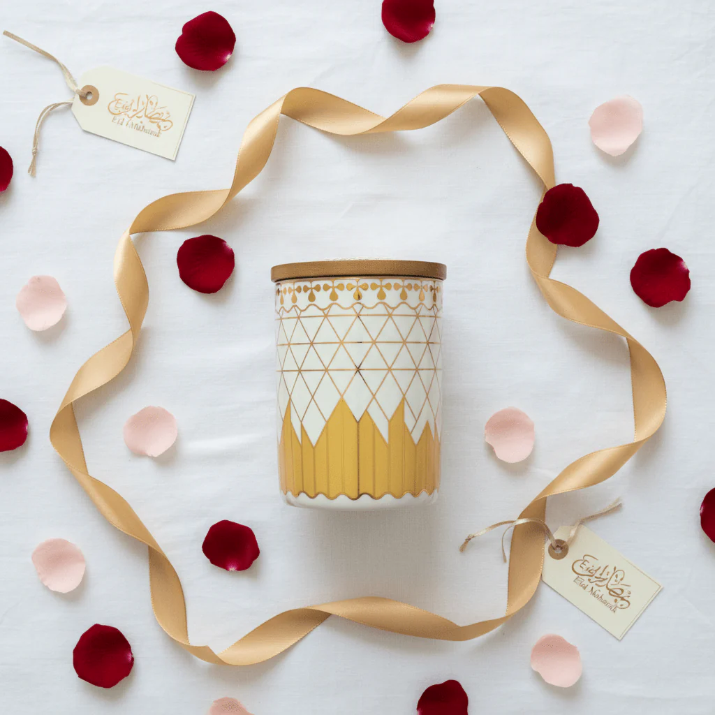 Cream & Gold Ceramic Canister with Wooden & Ceramic Lid | 15×10cm - Image 4