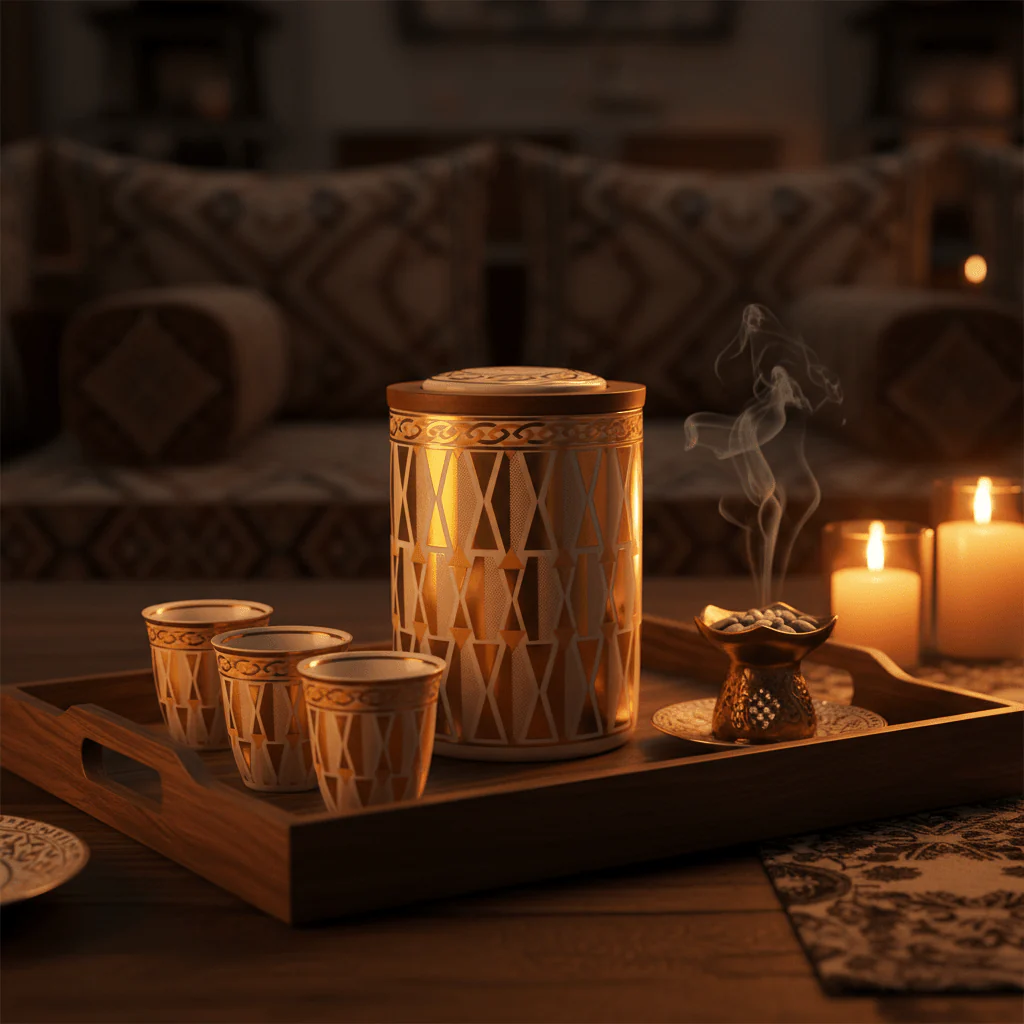 Cream & Gold Geometric Ceramic Canister with Lid | 15×10cm | Luxury Home Storage - Image 3
