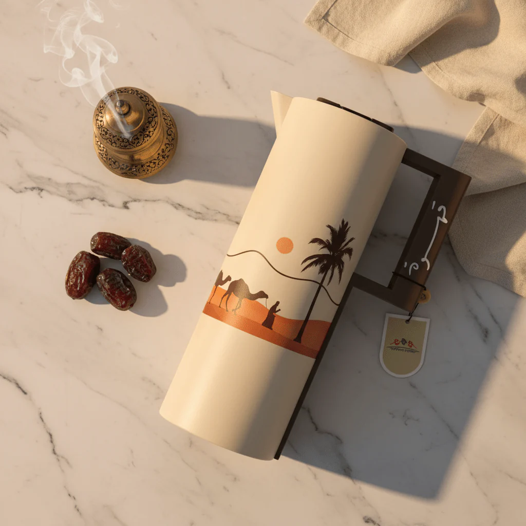 Crystal House Cream Vacuum Flask – Arabian Desert Edition | 1 Litre - Image 3