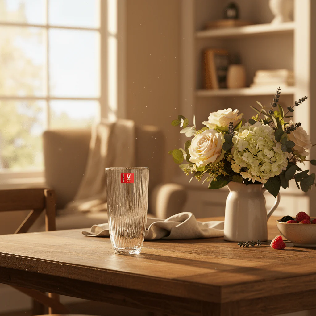 Crystal Ribbed Glass Tumbler 350ml - Image 3