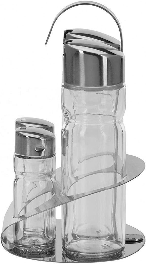 Cuisine Art 4-Piece Cruet Set with Stainless Steel Stand - Image 2