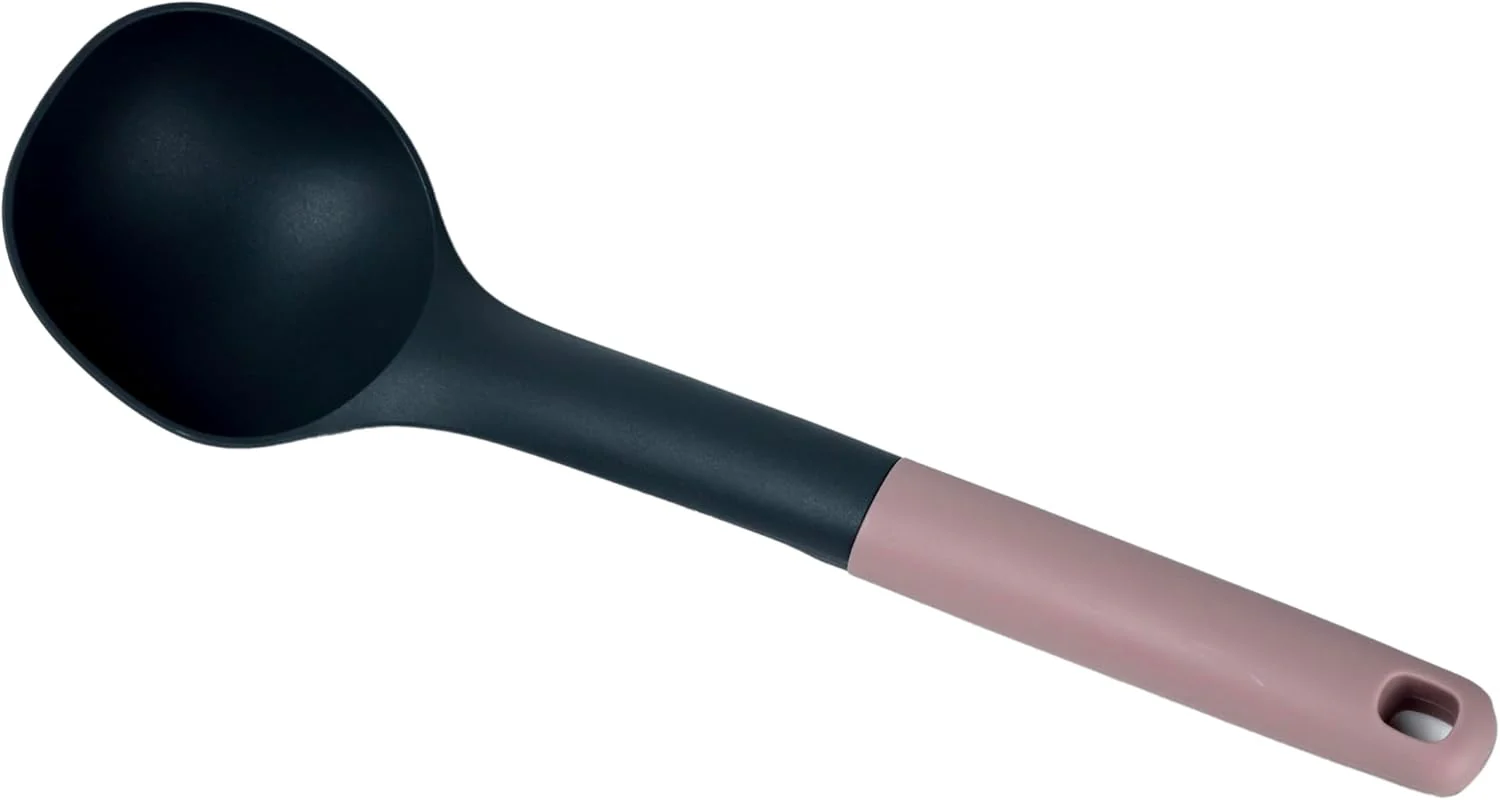 Cuisine Art PP Handle Nylon Soup Ladle with Hanging Hole, Heat Resistant, Light Maroon-30cmX8.5cm - Image 2