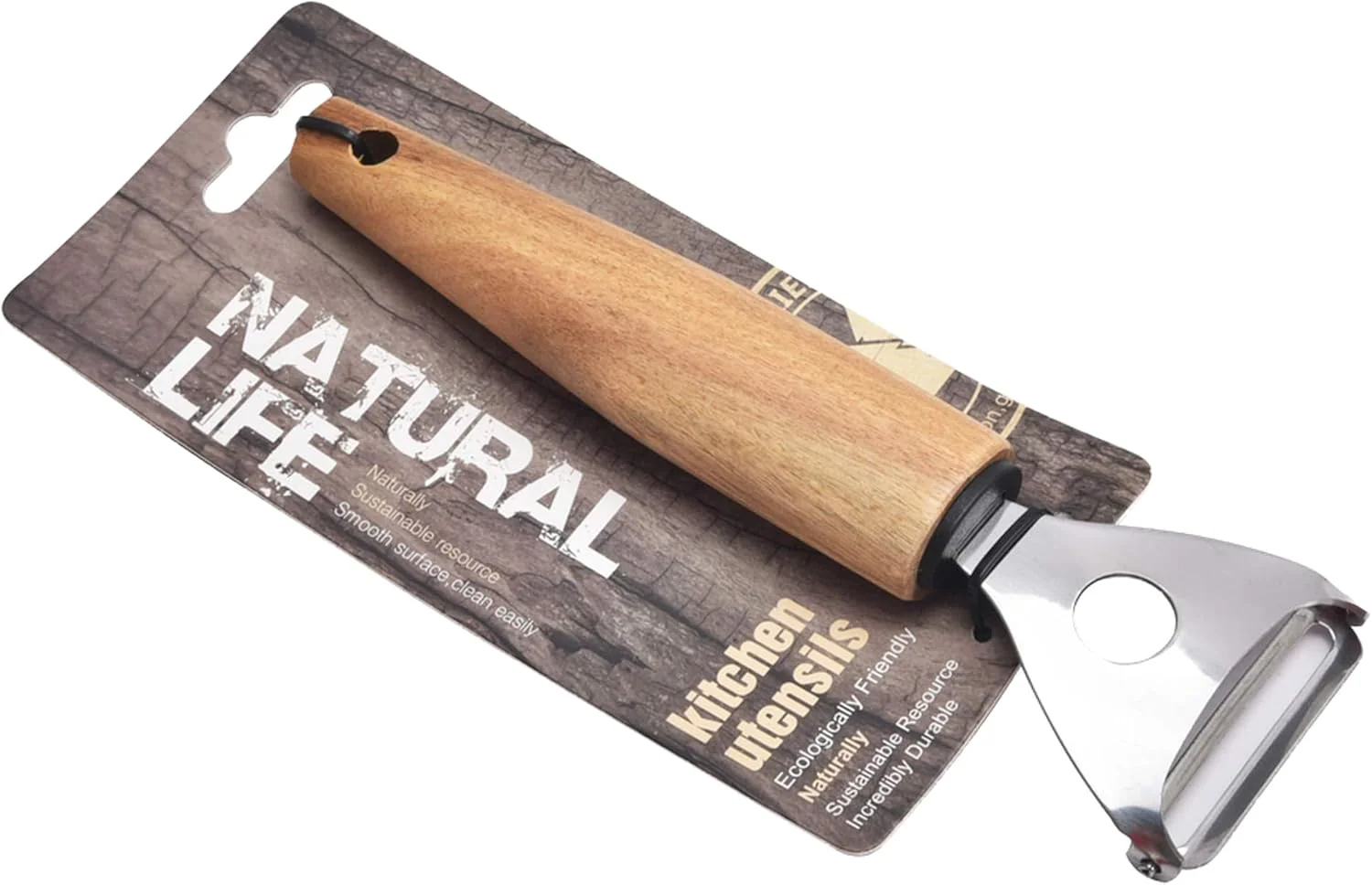 Cuisine Art Stainless Steel Peeler With Acacia Wood Handle-19cm-5.5cm-Silver & Brown - Image 3