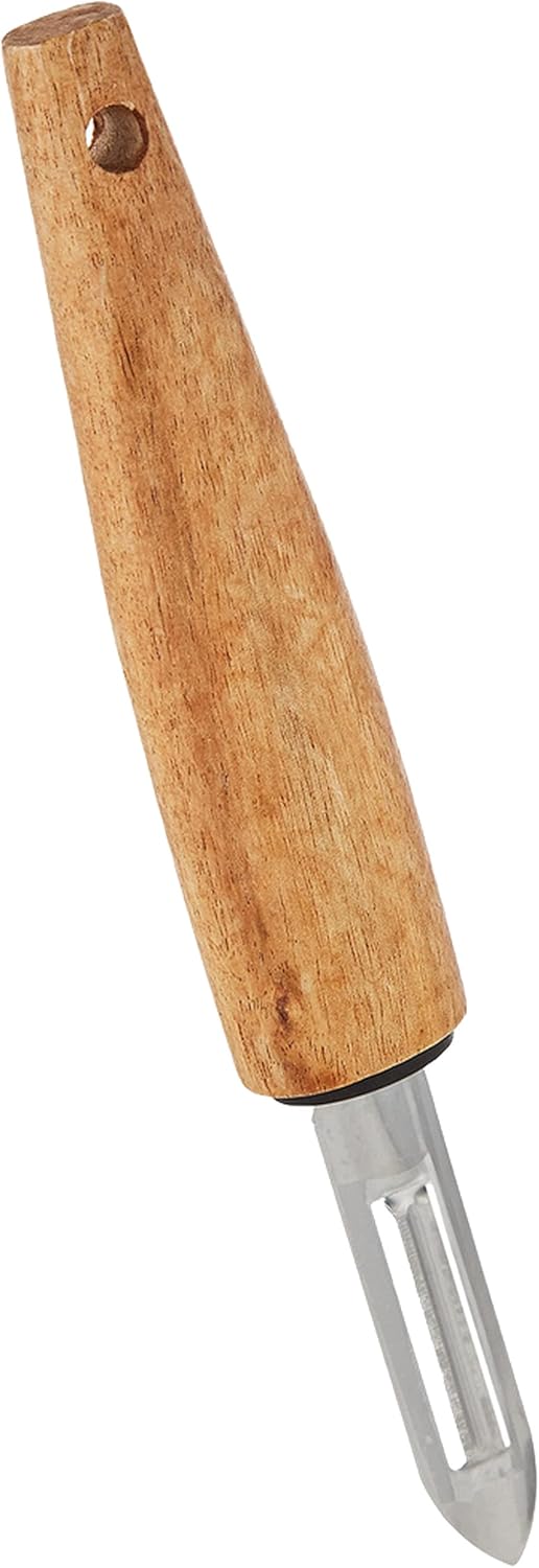 Cuisine Art Stainless Steel Peeler with Acacia Wood Handle-20cm-Silver & Brown