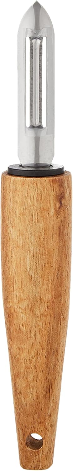 Cuisine Art Stainless Steel Peeler with Acacia Wood Handle-20cm-Silver & Brown - Image 2