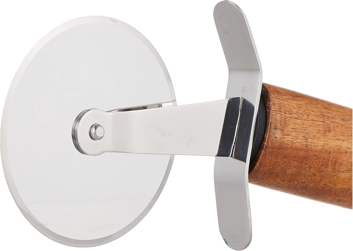 Cuisine Art Stainless Steel Pizza Cutter with Acacia Wood Handle-22cmX7cm-Silver & Brown