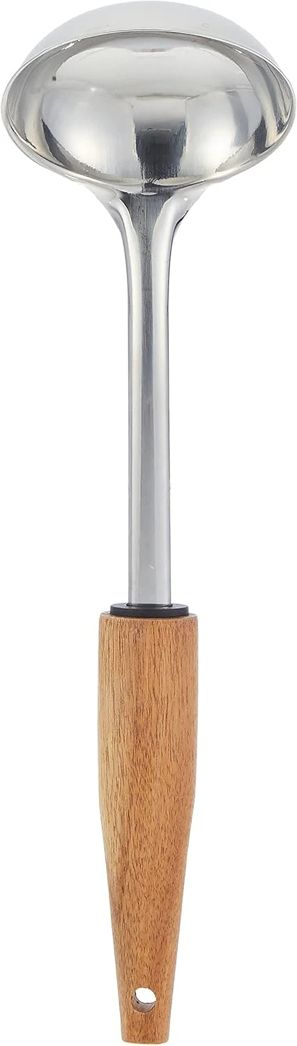 Cuisine Art Stainless Steel Soup Ladle with Acacia Wood Handle-30cmX9cm-Silver & Brown - Image 4