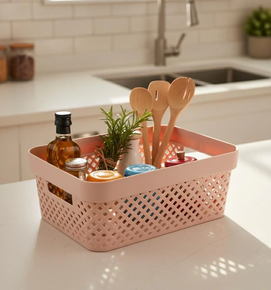 CURVER 11 Litre Plastic Storage Basket – 35x26x13 cm Organizer Basket, Pink Color for Home & Office - Image 3