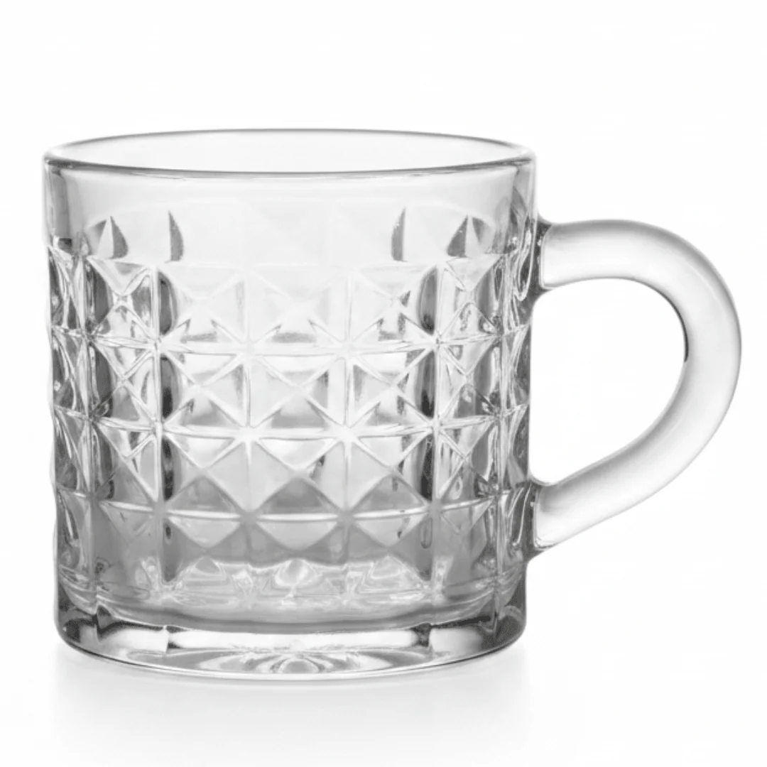 Diamond Cut Crystal Glass Mug — 200ml | Elegant Geometric Glassware