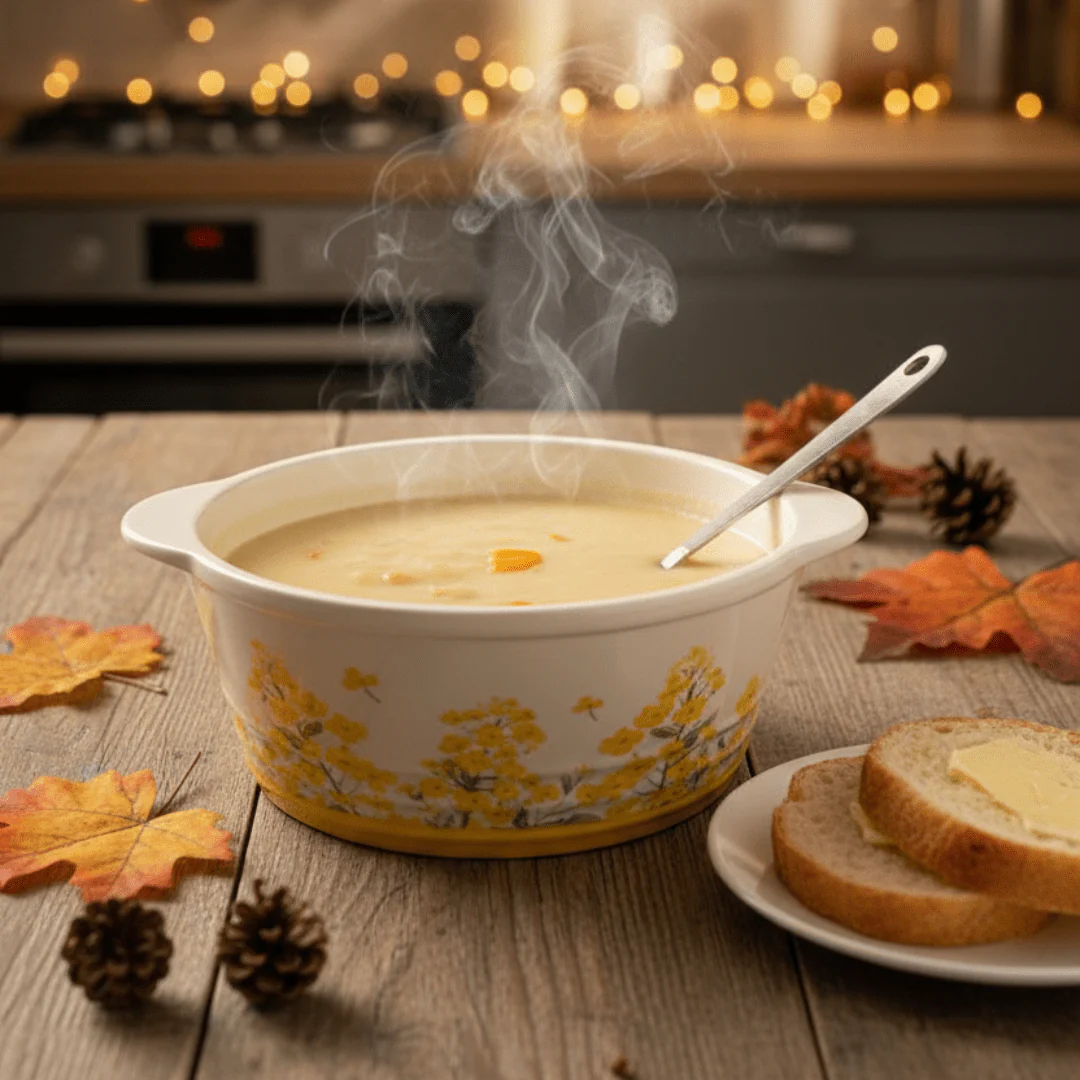 Decetime White Porcelain Soup Pot with Yellow Flower Design & Glass Lid | 850ml - Image 4