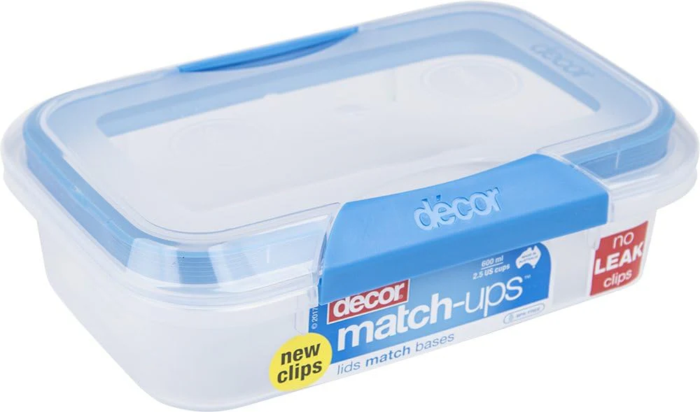Décor Match-ups Clips Oblong Food Storage Container Plastic , Blue, 600 ml, 231800-006