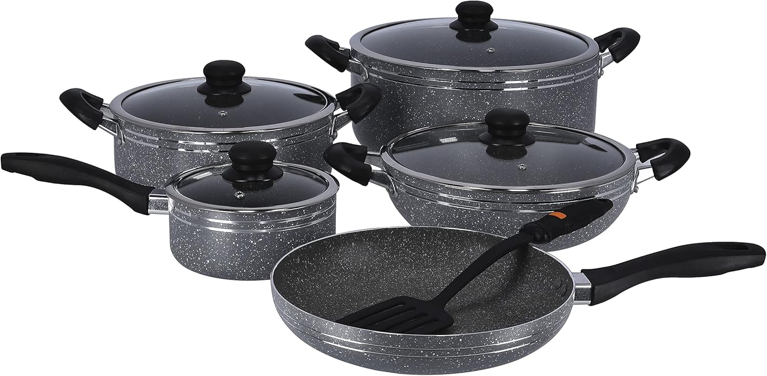 Delcasa 10-Piece Non-Stick Granite Coated Cookware Set - DC1889