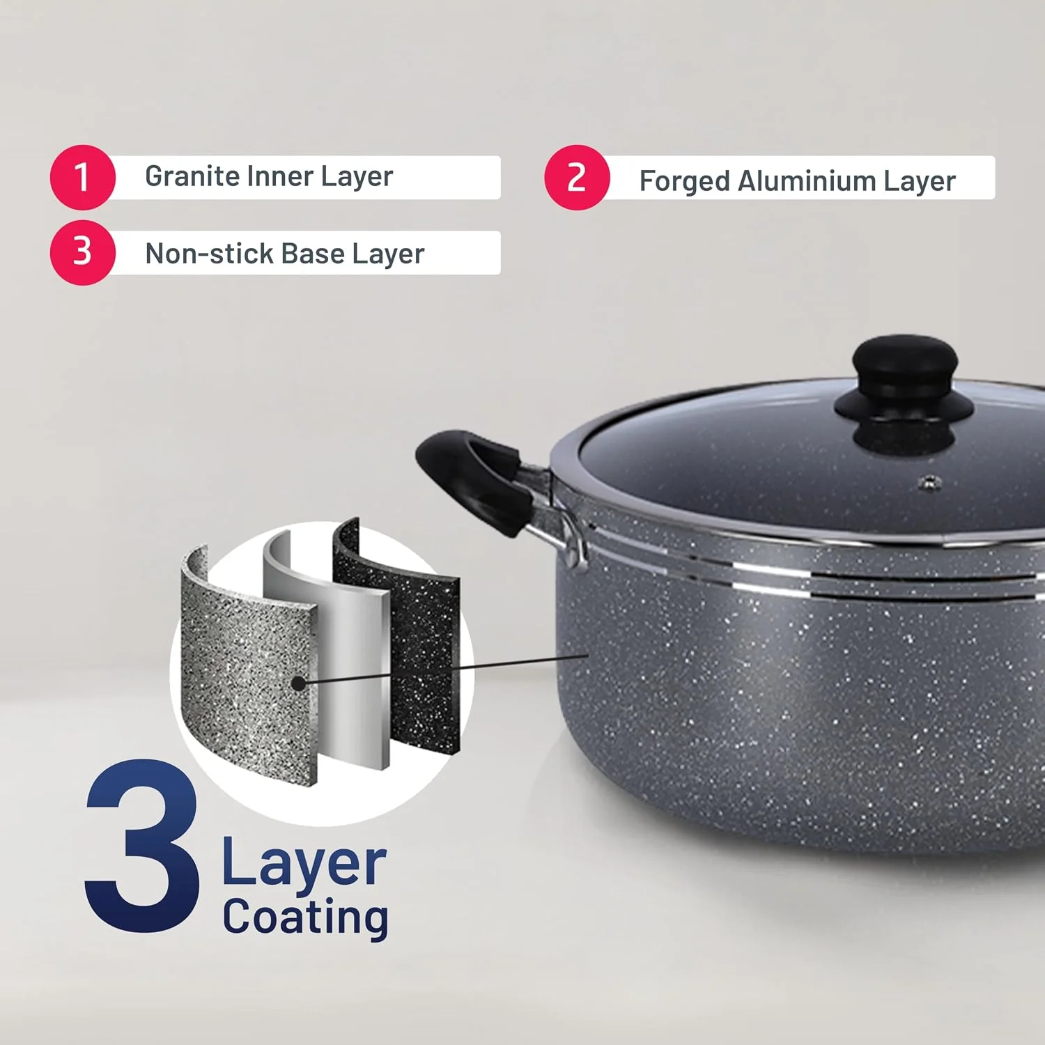 Delcasa 10-Piece Non-Stick Granite Coated Cookware Set - DC1889 - Image 5