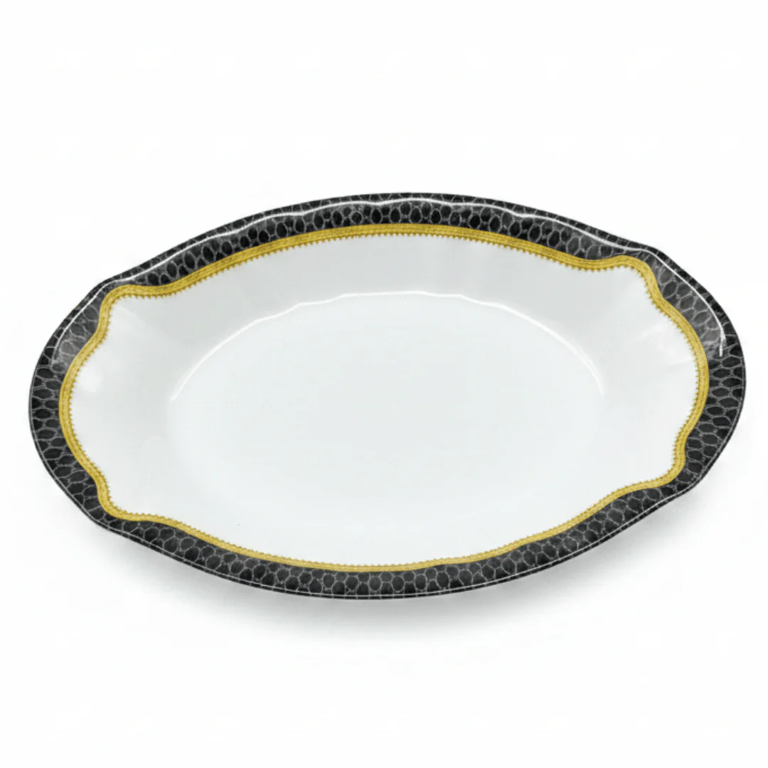 Delcasa Black & White 8.5 Inch Melamine Dish Plate 8.5 Inch
