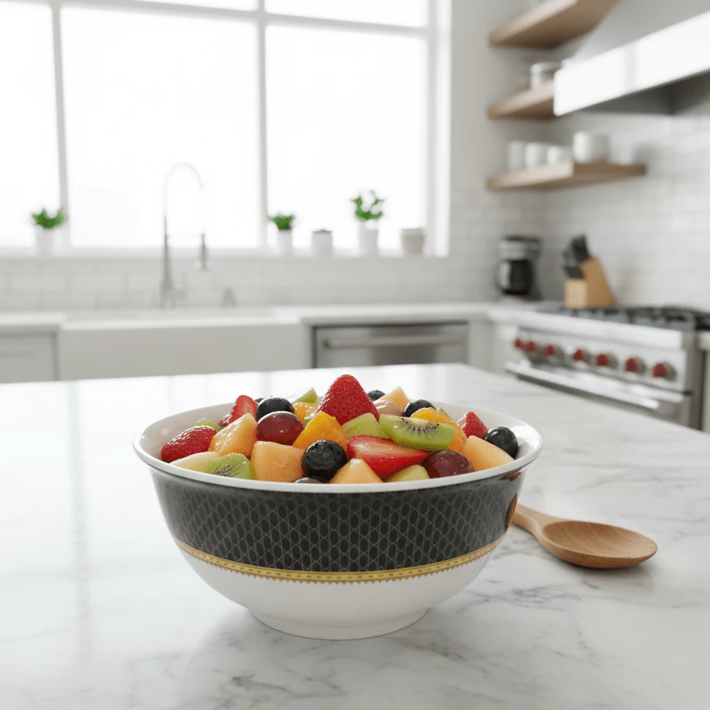 Delcasa Black & White Premium Melamine Serving Bowl – 8 Inch - Image 3