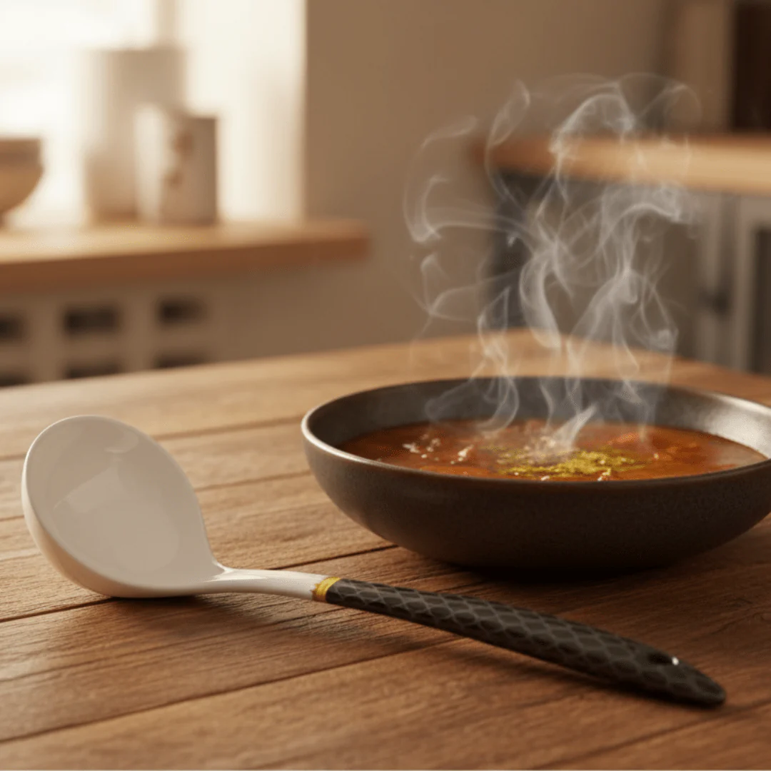 Delcasa Black & White Melamine Soup Ladle 23cm - Image 3