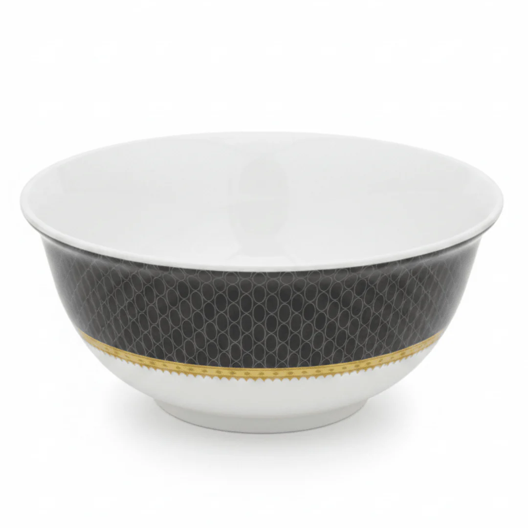 Delcasa Melamine Serving Bowl | Black & White Geometric Design | 7-Inch |