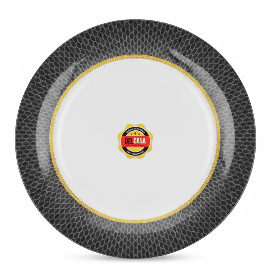 Delcasa Premium Black & White Melamine Dinner Plate 10.5 Inch