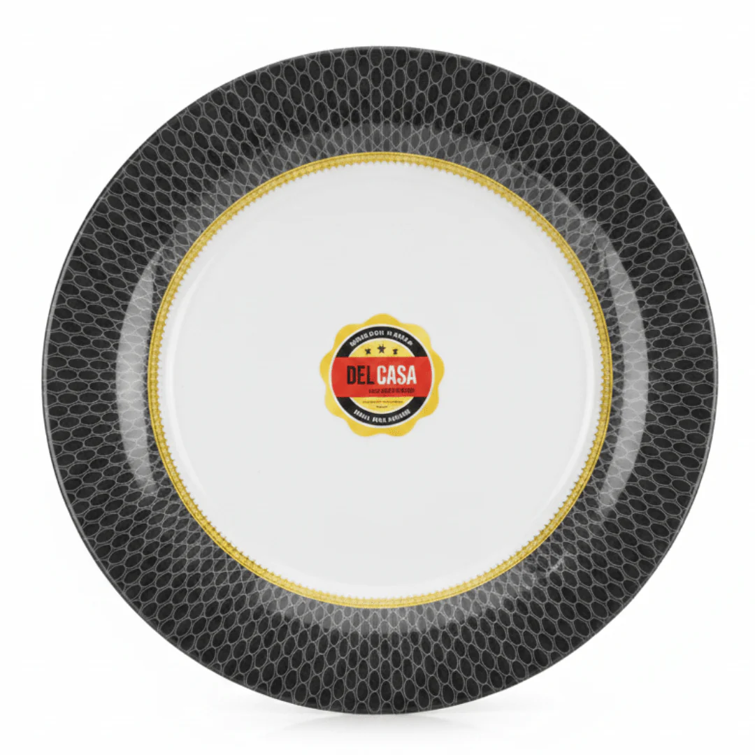 Delcasa Premium Black & White Melamine Dinner Plate 8.5 Inch