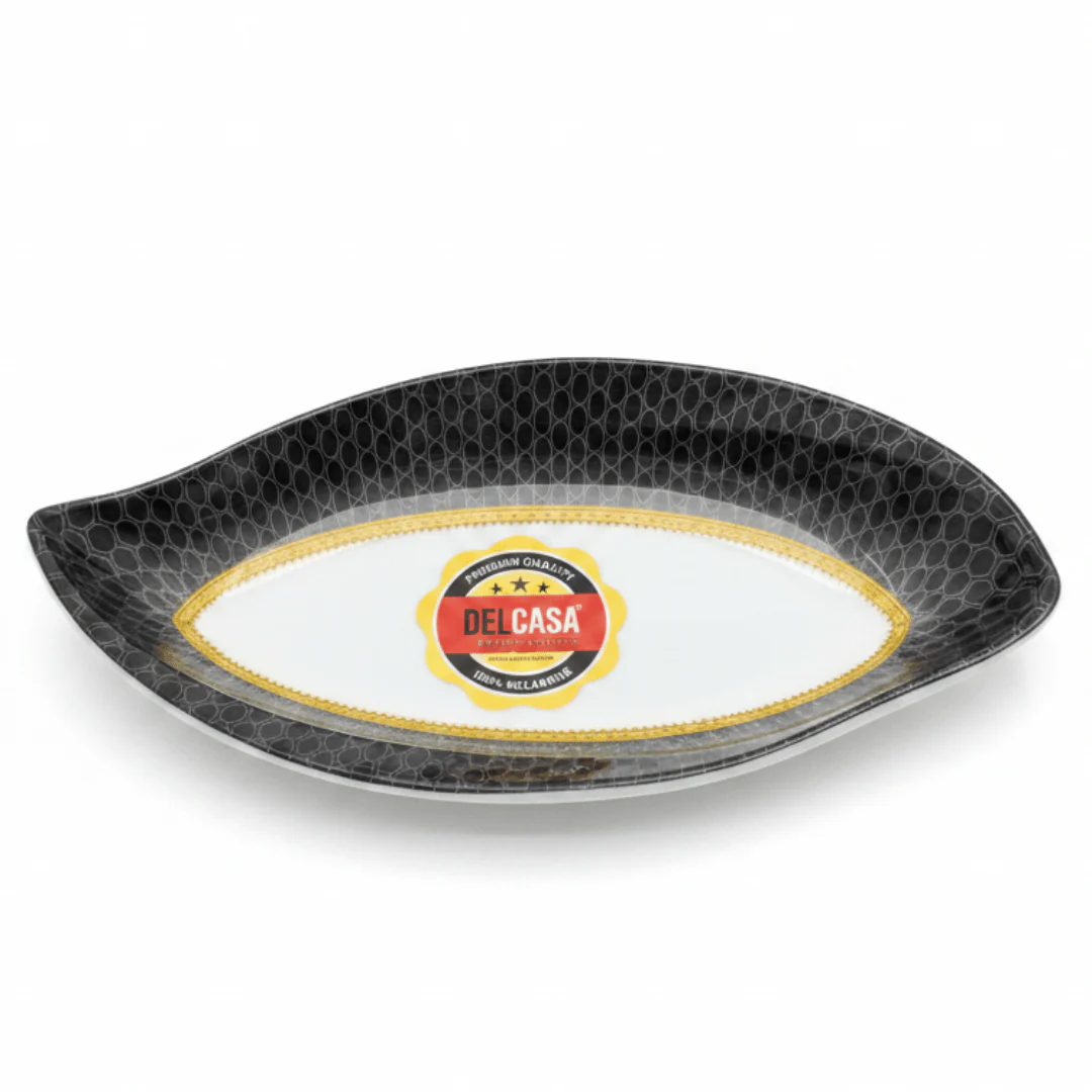 Delcasa Premium Black & White Melamine Dish Plate 7.2 Inch
