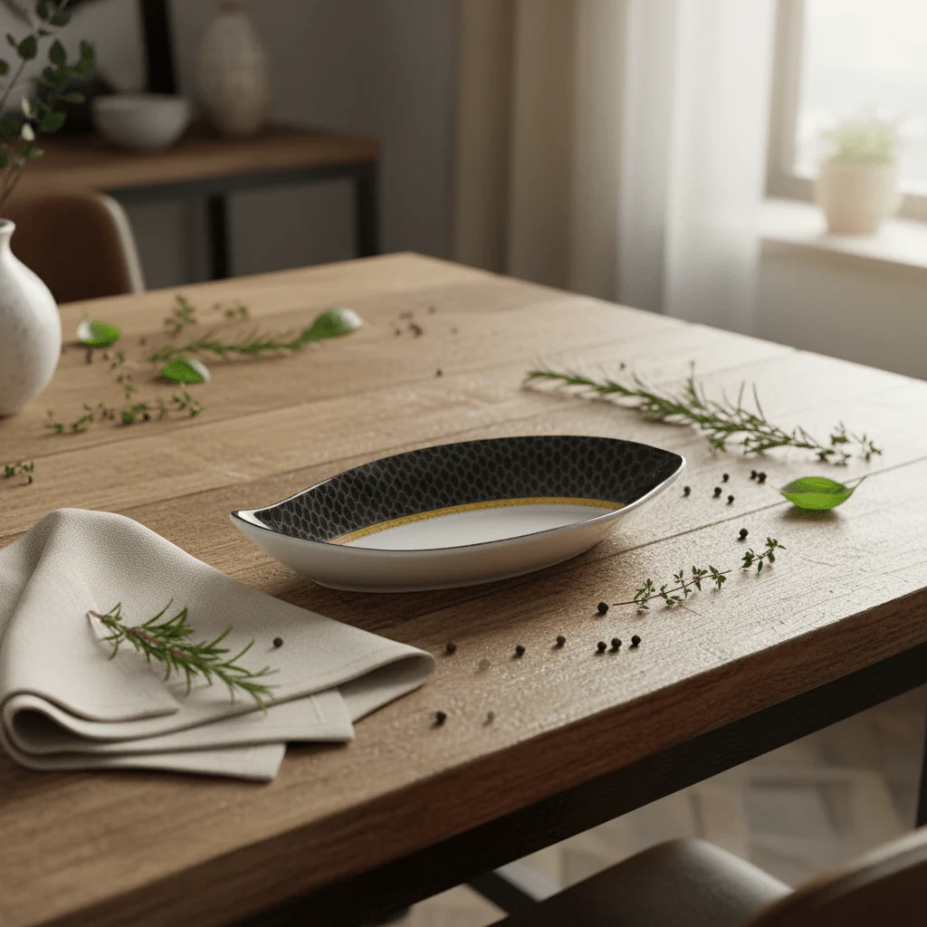 Delcasa Premium Black & White Melamine Dish Plate 7.2 Inch - Image 3