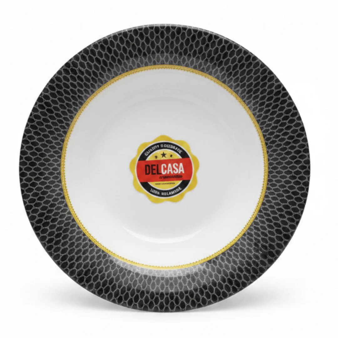 Delcasa Premium Black & White Melamine Soup Plate 6.5 Inch