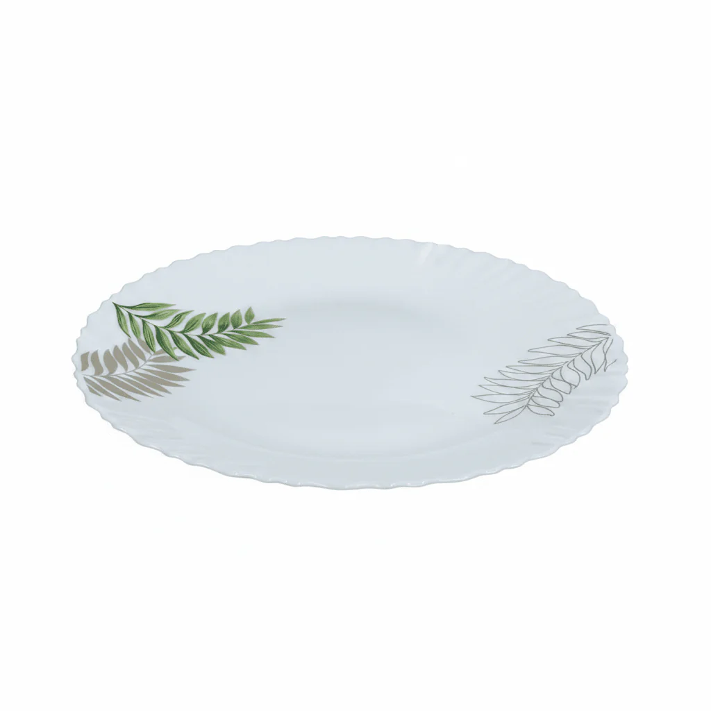 Delcasa White Opalware Dinner Plate with Elegant Leaf Design – 10.5 Inch - Image 3
