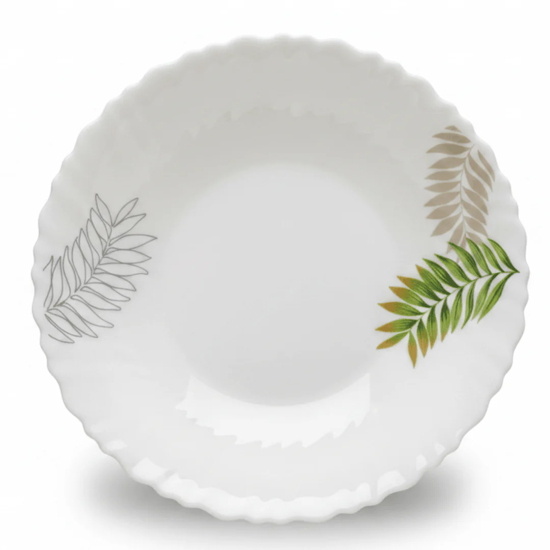 Delcasa White Opalware Soup Bowl with Classic Leaf Design – 8.5 Inch