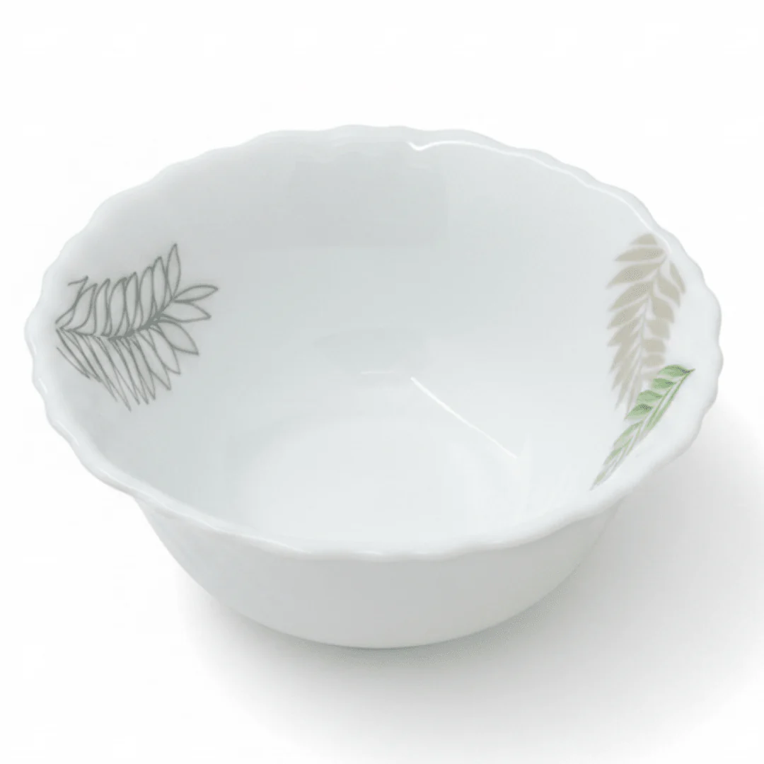 Delcasa White Opalware Soup Plate with Leaf Design - 5.5 Inch