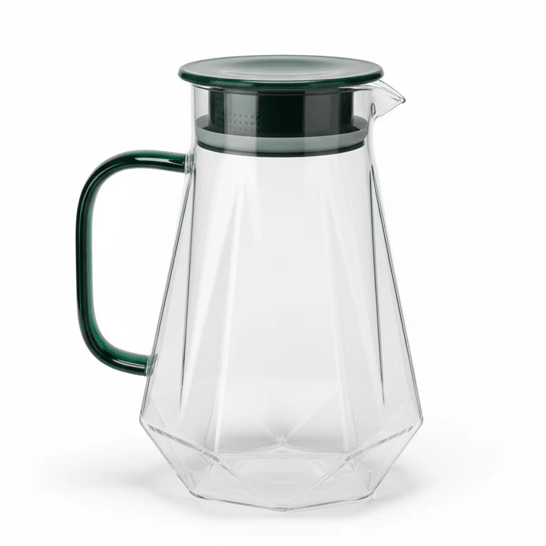 Deli 1.45L Premium Clear Glass Water Jug with Durable Black Handle – Elegant Beverage Pitcher for Juice, Water & Cold Drinks