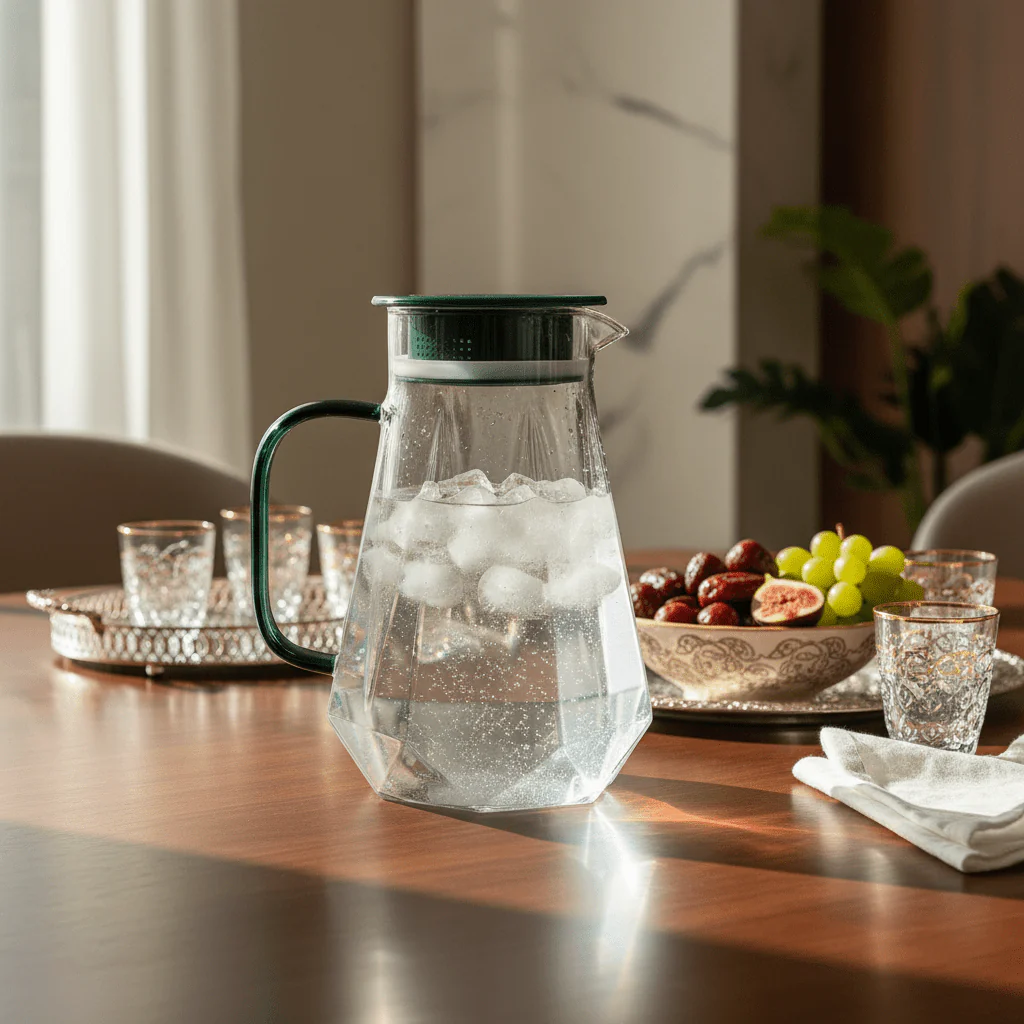 Deli 1.45L Premium Clear Glass Water Jug with Durable Black Handle – Elegant Beverage Pitcher for Juice, Water & Cold Drinks - Image 2