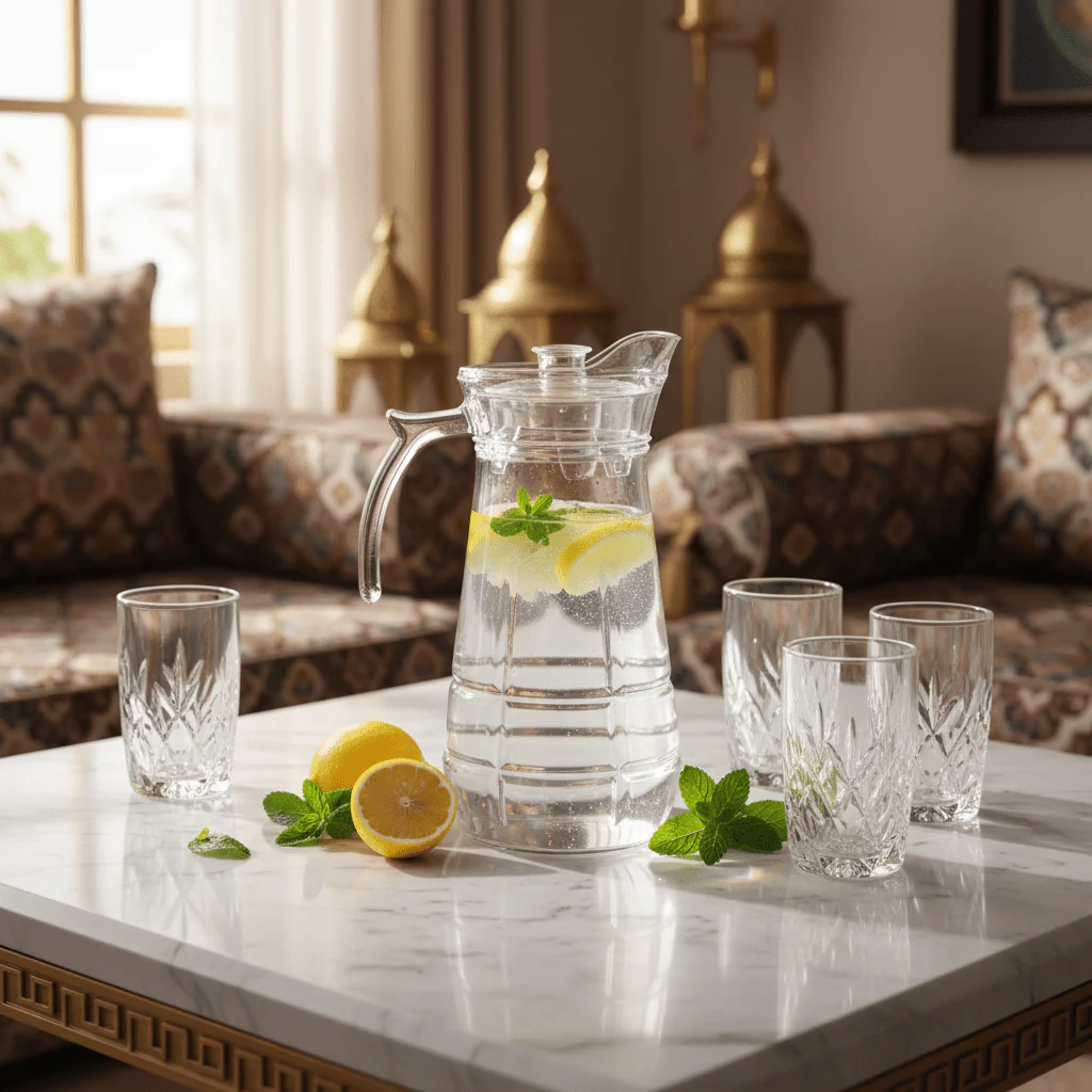 Deli Contemporary Glass Water Jug with Durable Acrylic Lid – Everyday Hydration Pitcher (1.7 L) - Image 2