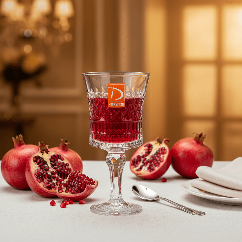 Deli Crystal Cut Footed Stem Glass 160ml — Diamond Pattern Clear Glassware - Image 2