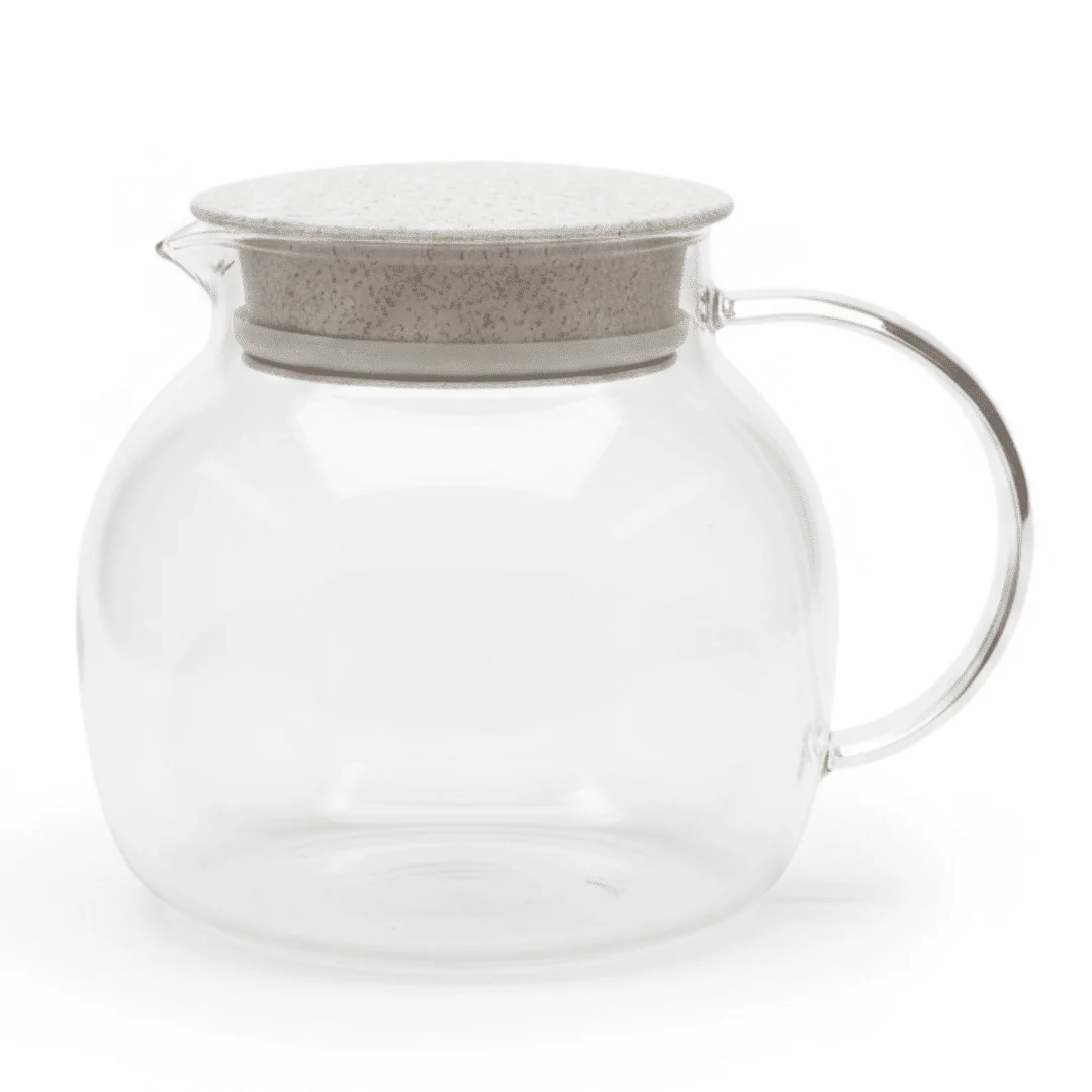 Deli Compact Glass Water Jug with Elegant Lid – Space-Saving Drink Pitcher (1.18 L)