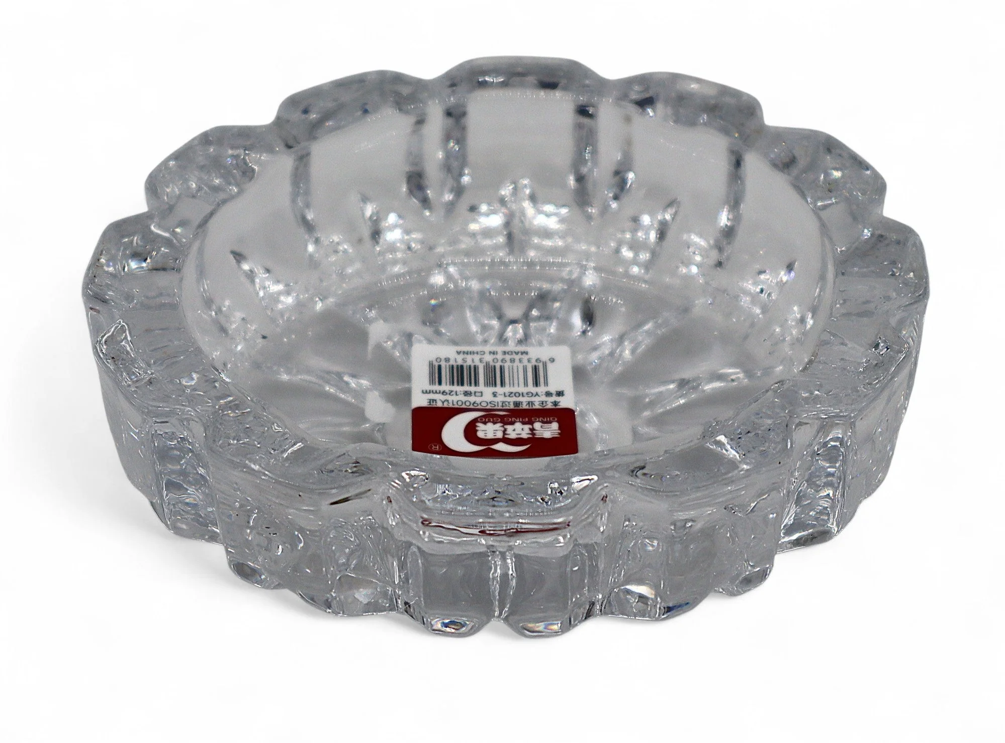 DELI Modern Round Glass Ashtray with Artistic Design – Strong & Stylish Clear Glass Smoking Accessory for Everyday Use – 13×4 cm - Image 2