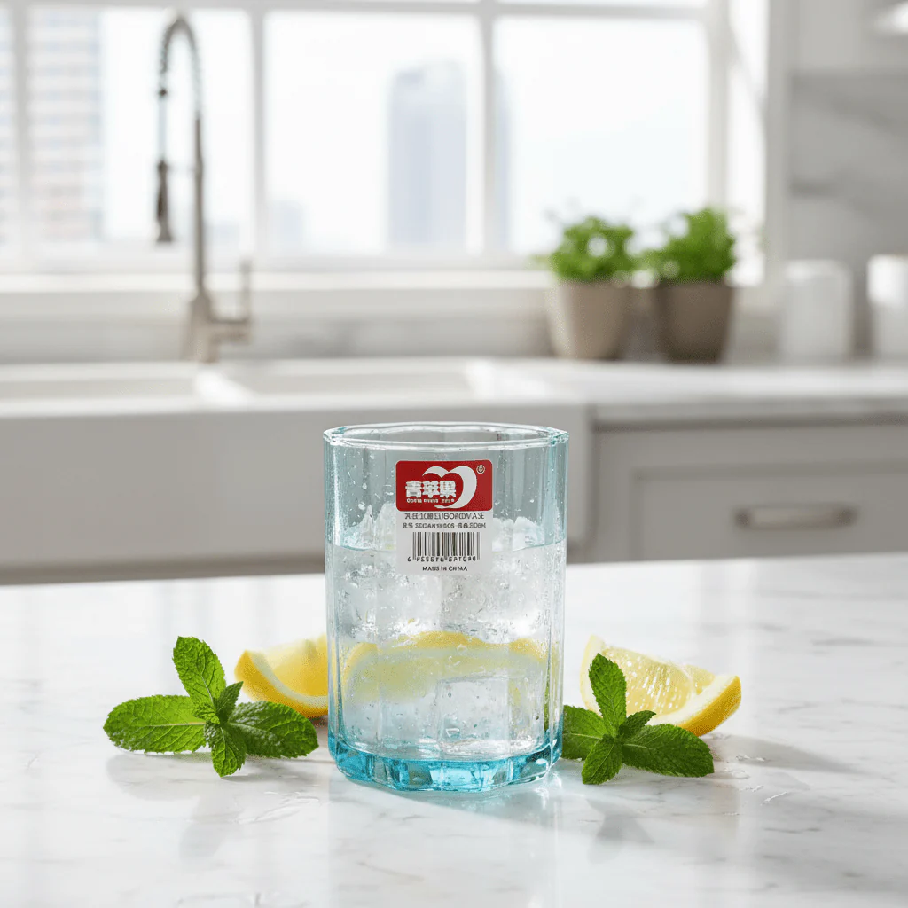 Deli Tinted Blue Water Glass | 250ml | Ribbed Fluted Tumbler - Image 2