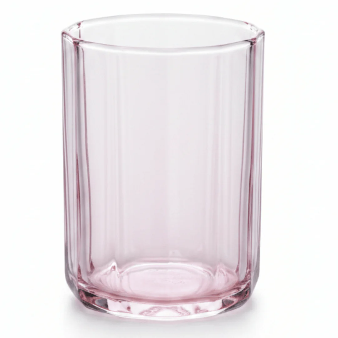 Deli Tinted Pink Water Glass 250ml — Faceted Ribbed Design