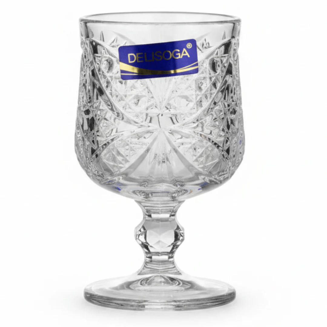 Delisoga Crystal Cut Glass Ice Cream Cup | Diamond Pattern Goblet | 150ml