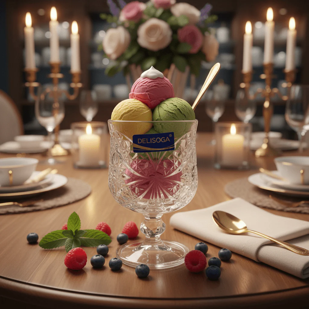 Delisoga Crystal Cut Glass Ice Cream Cup | Diamond Pattern Goblet | 150ml - Image 2