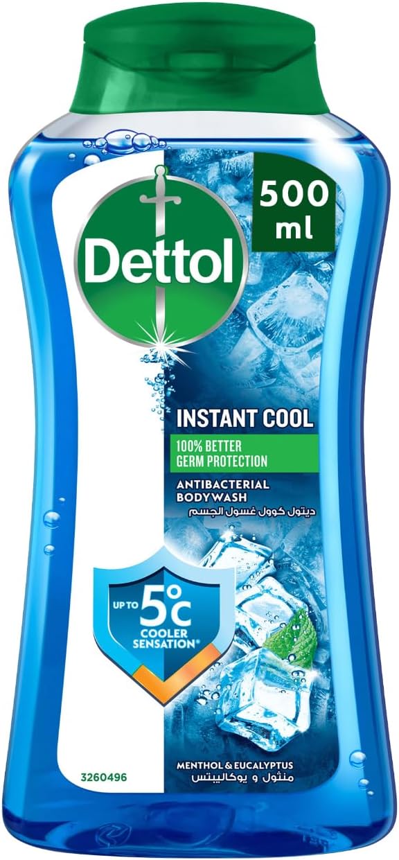 Dettol Cool Shower Gel & Body Wash, Menthol & Eucalyptus Scent, 500ml