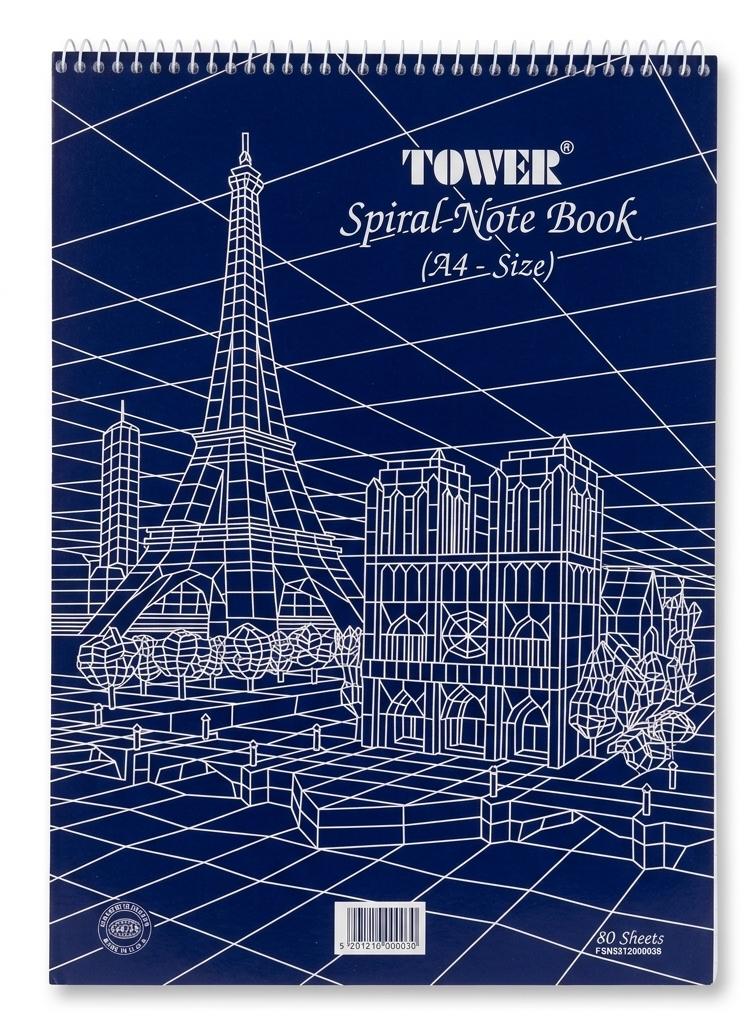 FIS Tower Spiral Note Book – A4 Size, 80 Sheets