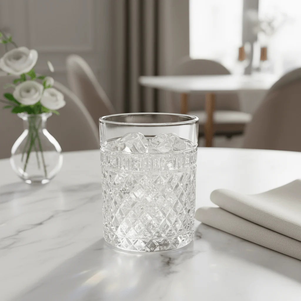 Diamond Cut Clear Acrylic Tumbler Glass - Elegant Crystal Pattern Drinkware for Home & Events 300ml - Image 4